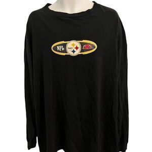 NFL Y2K Pittsburgh Steelers Black Long Sleeve T-Shirt. Size XXL.